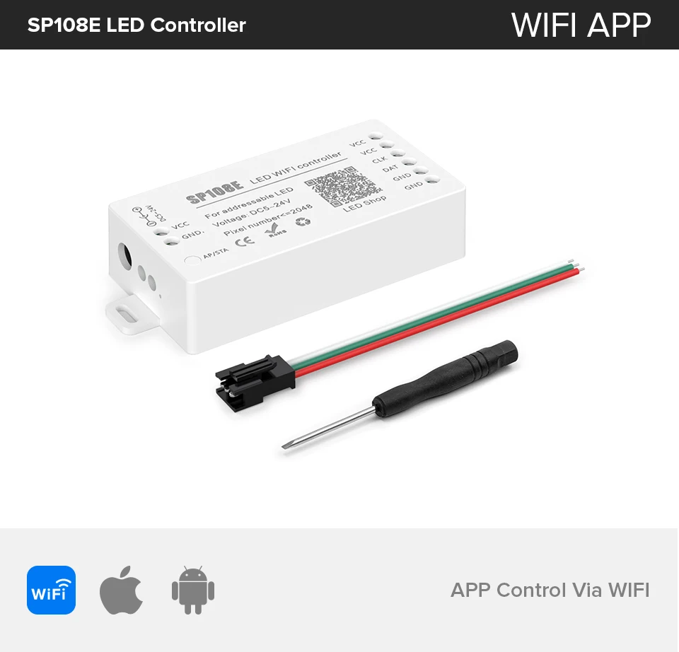 controlador Bluetooth, SP105E, SP107E, SP110E, Bluetooth, WS2811,