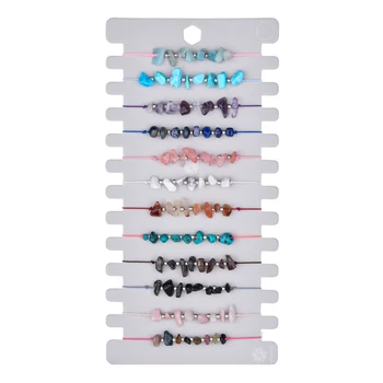 

12 Pcs/lot Natural Stone Charms Bracelets Bangles For Women Girls Adjustable Rope Chain Bracelet Party Jewelry Gifts Wholesale
