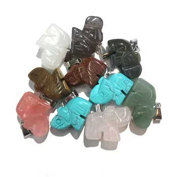 

Elephant Shaped Opal Stones Pendant Reiki Healing Natural Stone Amulet DIY Jewelry Natural Stone Charms Size 15x20mm