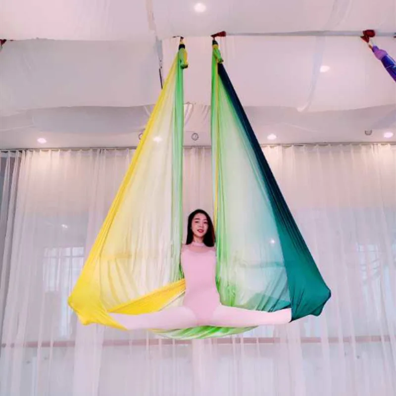 Anti-Gravity Multicolour Yoga hammock Flying Swing 5m fabrics Yoga Belts For the yoga Exercise Air Swing Bed Trapeze studio
