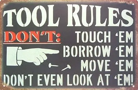 

Tool Rules in Metal Wall Poster Tin Sign Vintage BBQ Restaurant Dinner Room Cafe Shop Decor