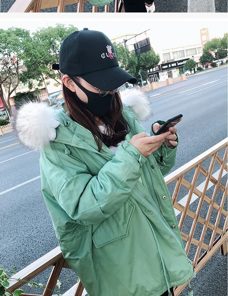 Стиль пуховик женский короткий корейский стиль Dongdaemun большой воротник из натурального меха толстое повседневное пальто