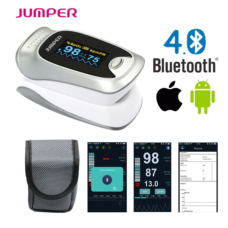 Health Care Bluetooth Fingertip Oximetro de pulso de dedo OLED Pulse Oximeter Saturator Pulsioximetro for android IOS Phone iPad (20)