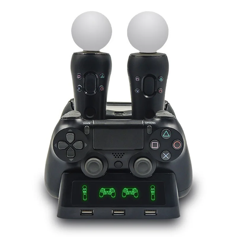 4-в-1 Зарядное устройство для Ps4/Ps Move/Ps Очки виртуальной реальности Vr ручка Зарядное устройство
