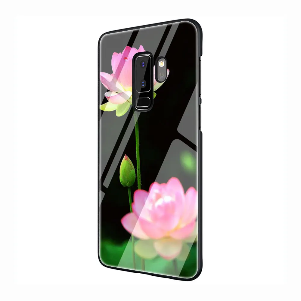 G12 EWAU цветок лотоса чехол из закаленного стекла для телефона для samsung S7 край S8 S9 S10 Note 8, 9, 10, плюс A10 20 30 40 50 60 70 - Цвет: G12