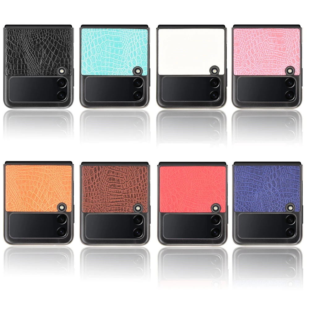 For Samsung Galaxy Z Flip 4 3 5g Luxury Crocodile Skin Pu Leather Hard Back Cover Case For Samsung Z Flip4 Zflip Phone Case Mobile Phone Cases Covers Aliexpress