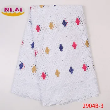 

NIAI White 5 yard Swiss lace fabric 2019 high quality latest embroidery African lace cotton fabrics Swiss voile lace XY2904B-3