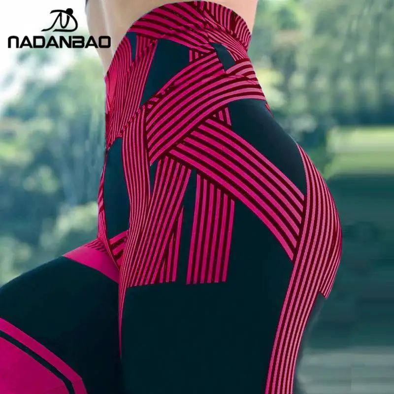 NADANBAO модные леггинсы в полоску для женщин фитнес брюки 3D печать пуш-ап спортивные леггинсы тонкие тренировочные леггинсы