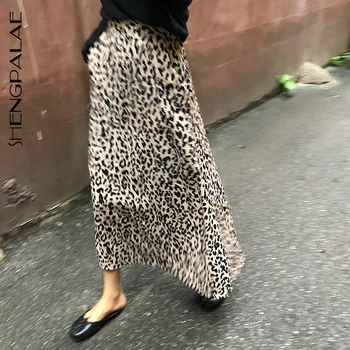 

iMucci 2020 New Fashion Autumn Leopard Print Elastic Band Straight Skirt Women Loose High Waist Tide Faldas Mujer Moda TM1386