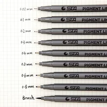 1 шт. художественная маркерная ручка разных размеров наконечника черный пигмент лайнер на водной основе для рисования почерк