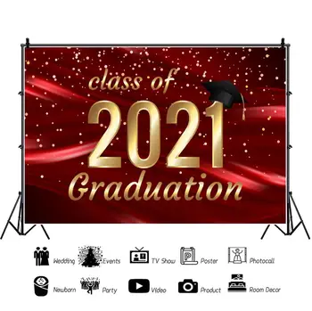

Class Of 2021 Graduation Photography Backdrop Hat Custom Vinyl Photographic Background For Photo Studio Photophone Photozone