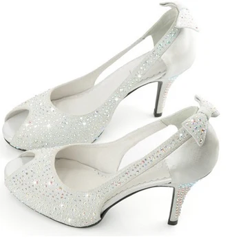 

2020 High Heel Peep Toe Shoes Party Evening Banquet Pumps Sandal Woman Formal Dress Shoes Lady Wedding Bridal Shoes