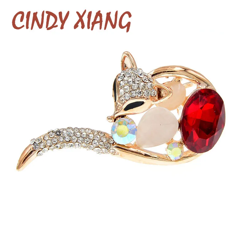 Женские броши в виде лисы CINDY XIANG стразы зимняя брошь животных модные аксессуары