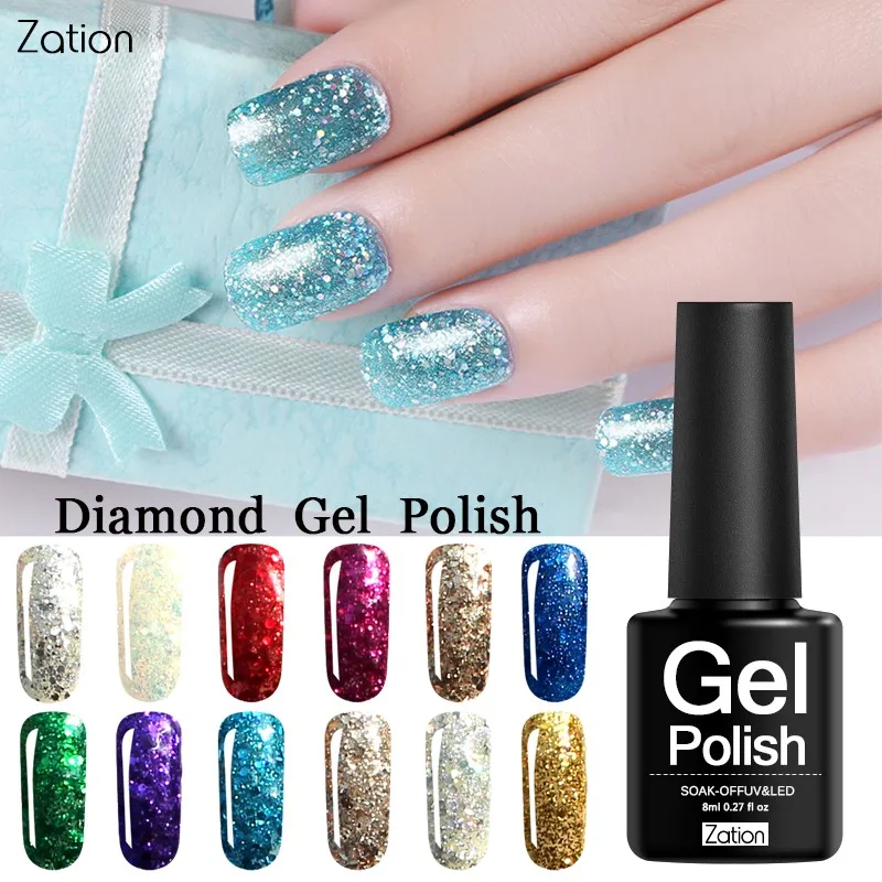 Гель zation color Enamels лак с блеском для ногтей алмазный Полупостоянный Маникюр