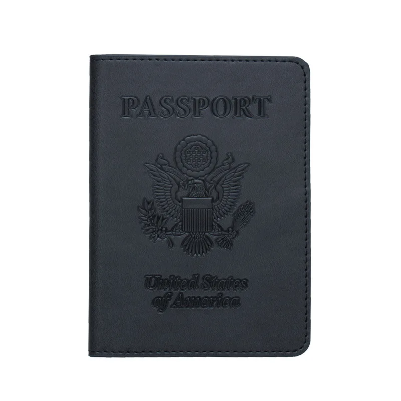 black Rfid Держатель для паспорта США женский кошелек для паспорта из искусственной кожи Американский Rfid блокирующий чехол для паспорта мужской чехол для паспорта - Цвет: black