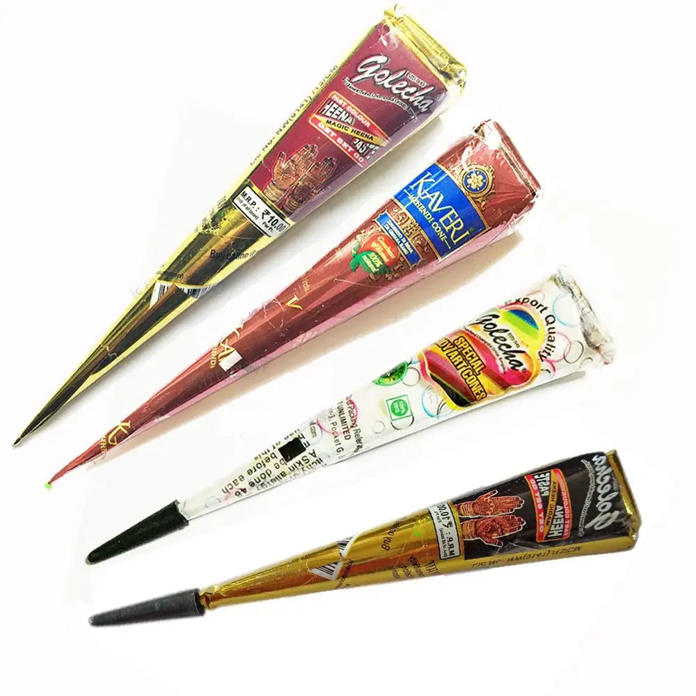 Henna Cones 1 Pcs Henna Tattoo Paste Black Brown Red White Henna Cones Indian For Temporary Tattoo Sticker Body Paint Art Cream Cone