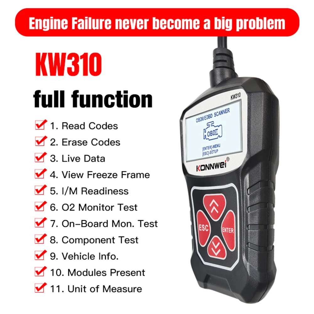 Автомобильный диагностический сканер KONNWEI KW310, OBD2 устройство для диагностики автомобиля на русском языке, лучше ELM327 | Автомобили и мотоциклы | АлиЭкспресс