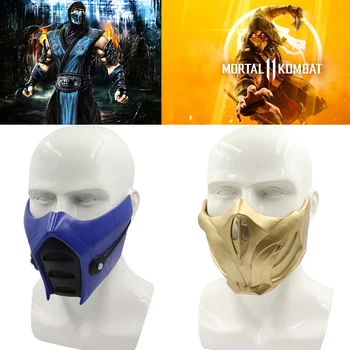 

Mortal Kombat Resin Cosplay Masks MK Scorpion Yellow Facemask Sub-Zero Blue Mask Cool Masker Unisex Halloween Cosplay Props