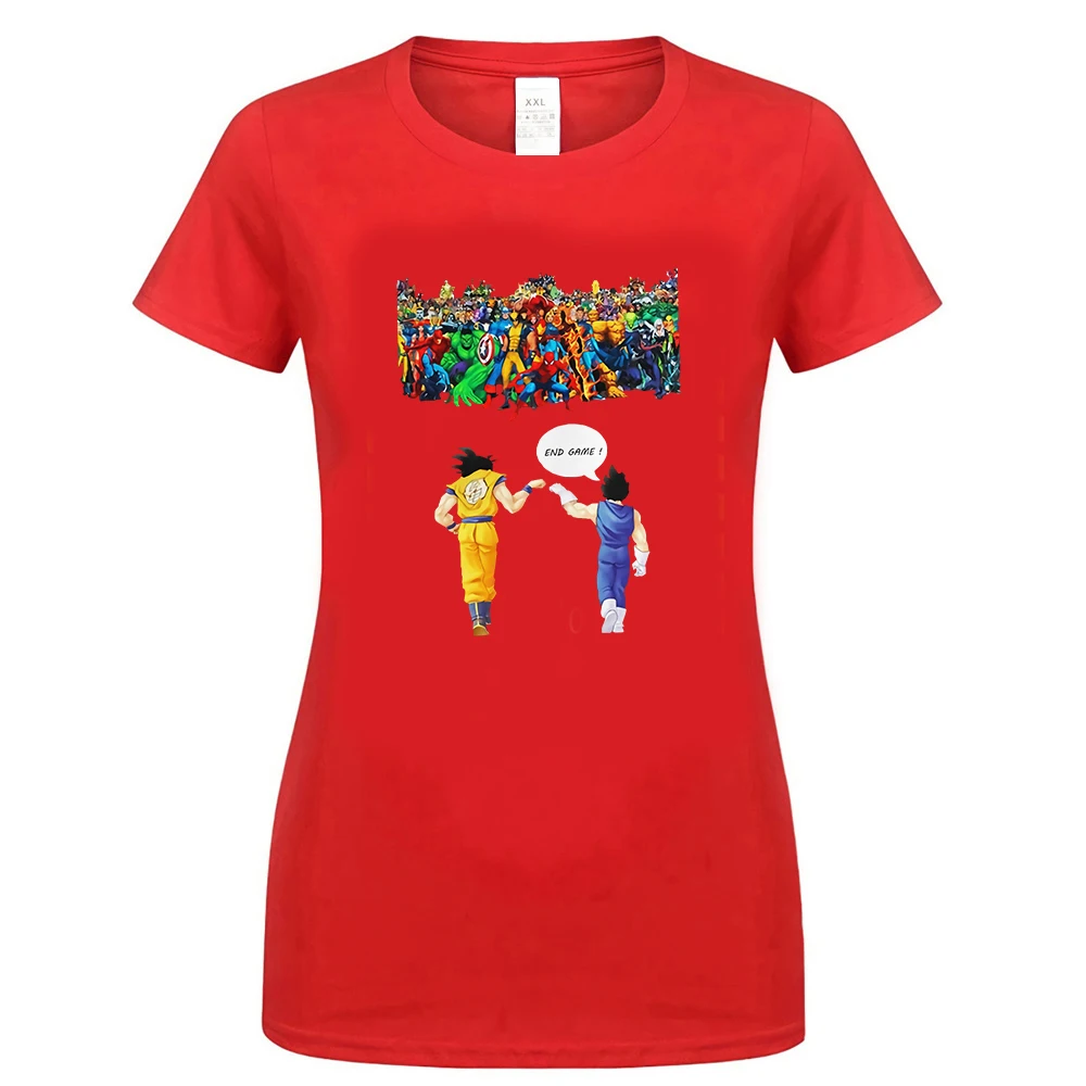 women red Dragon Ball Goku Vegeta Dbz Endgame Мстители Endgame Marvel Studio Футболка мужская одежда футболка - Цвет: women red
