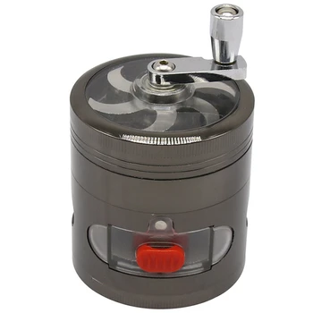 

New Type 63*70mm 4 Layers Zinc Alloy Hand Herb Grinder Tobacco Smoking Grinder Hand crank smoke grinder with drawer