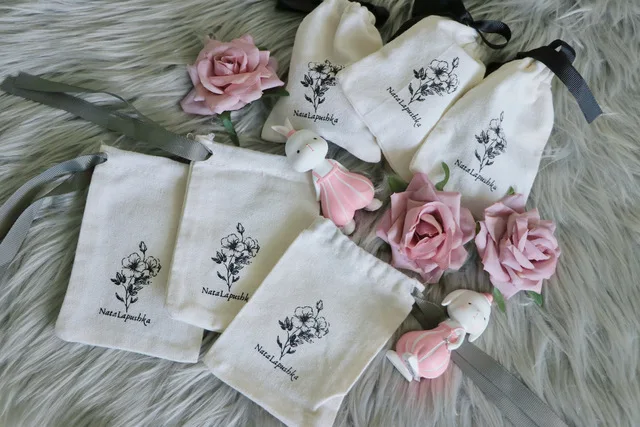 Baumwoll geschenkt üten mit Band 5x7cm 8x10cm 9x12cm(3.5 "x 4.75") 10x15cm(4 "x 6") 13x17cm Schmuck Make-up Verpackungs beutel – Detail 5