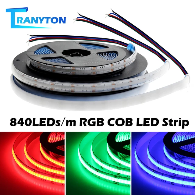 RGB COB LED Strips 840LEDs/m Soft Flexible Super Bright DC12V 24V