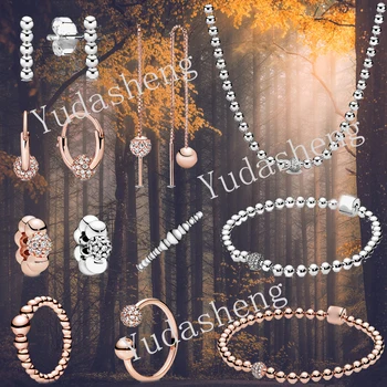 

YUDASHENG String Row of Beads Ring Polished & Bead Dangle Earrings Necklace Spacer Fit Original Charm Bracelet