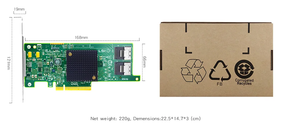 9207-8i LSI адаптер основной шины SATA+ контроллер SAS PCIe3.0 X8 6g SFF8087* 2