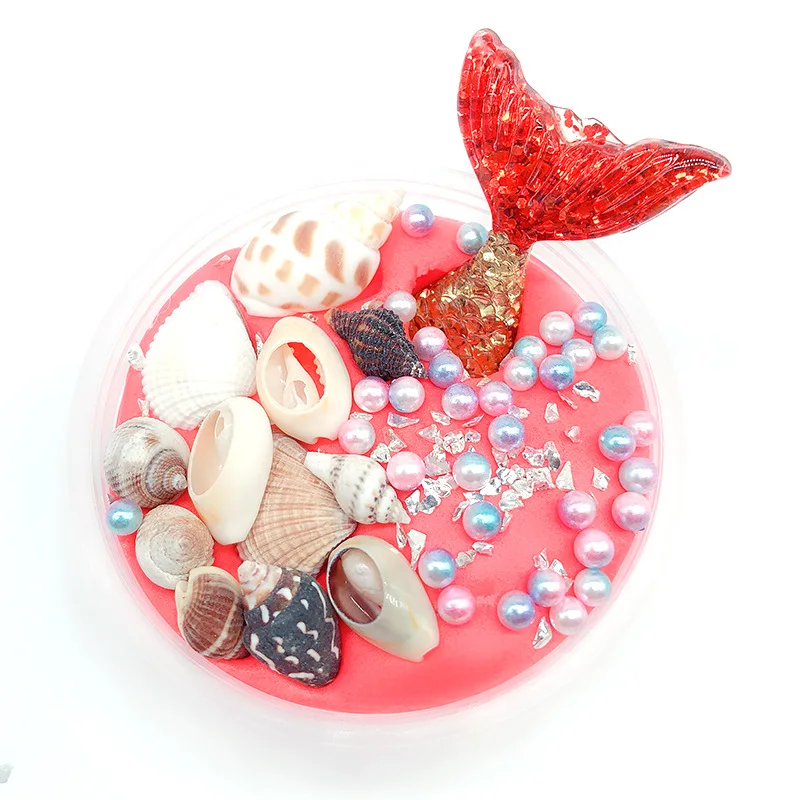 Kawaii Mermaid Shell Pearl Slime Accessories Fluffy Slime Toys Kids Sequin Cloud Slime Clear Light Clay Sabbia Colorata 60ml