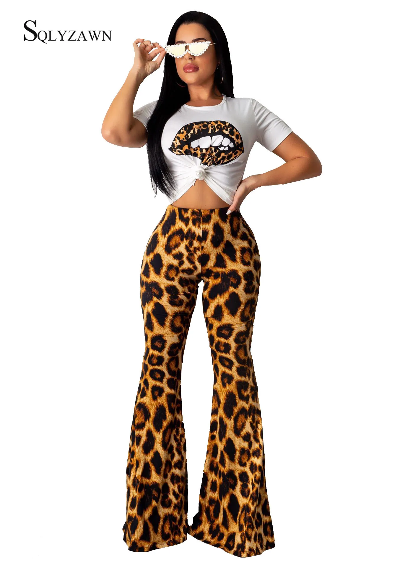 red leopard print flares
