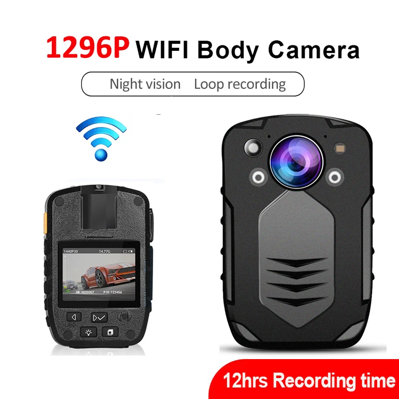 

Body Worn WIFI Camera with Audio,1296P Police Body Cameras for Law Enforcement, Security Guard, Waterproof Body Mounted Cam
