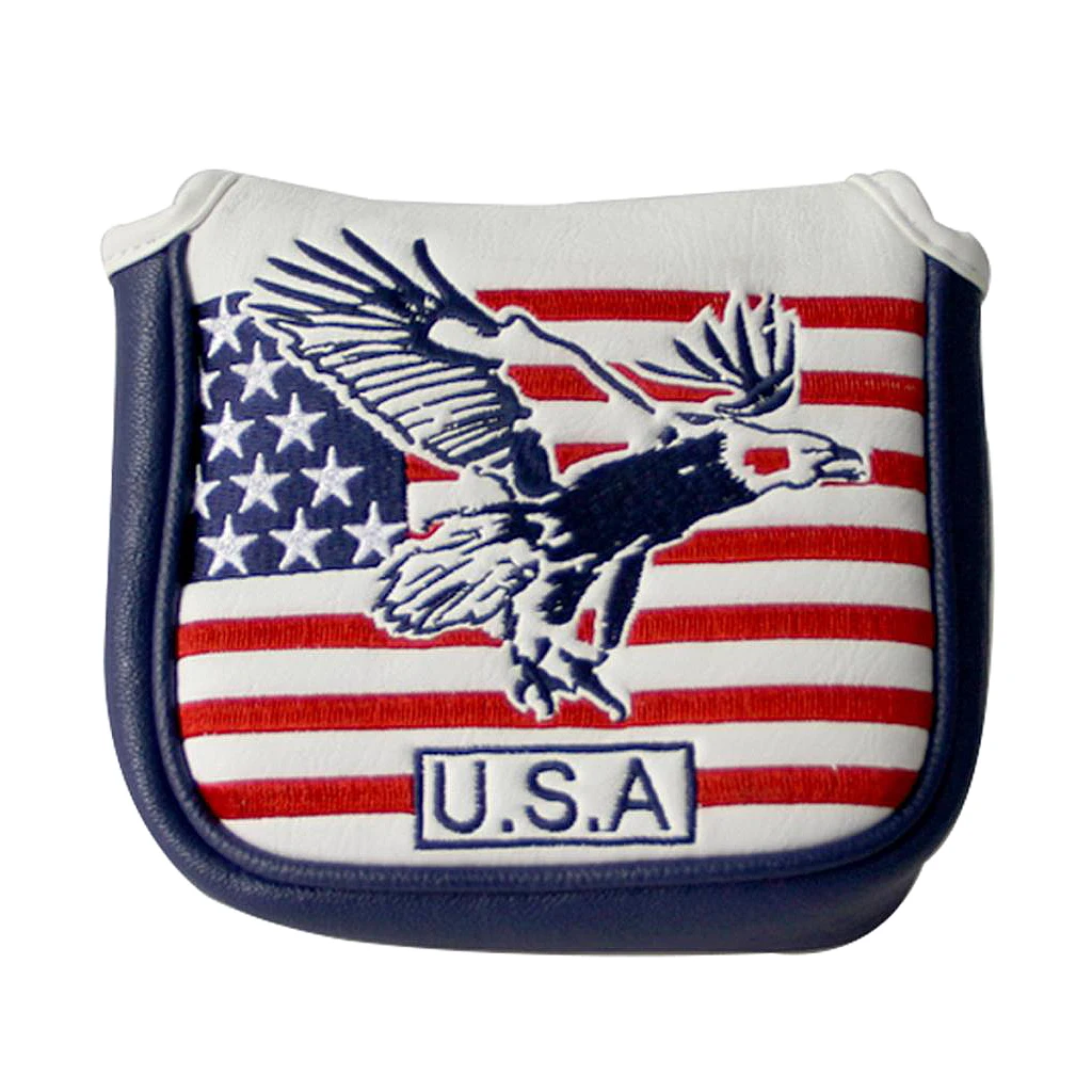 USA Stars and Stripes Square Mallet Shaped Magnetic Closure Golf Putter Head Cover for Men Women Golfer Gift