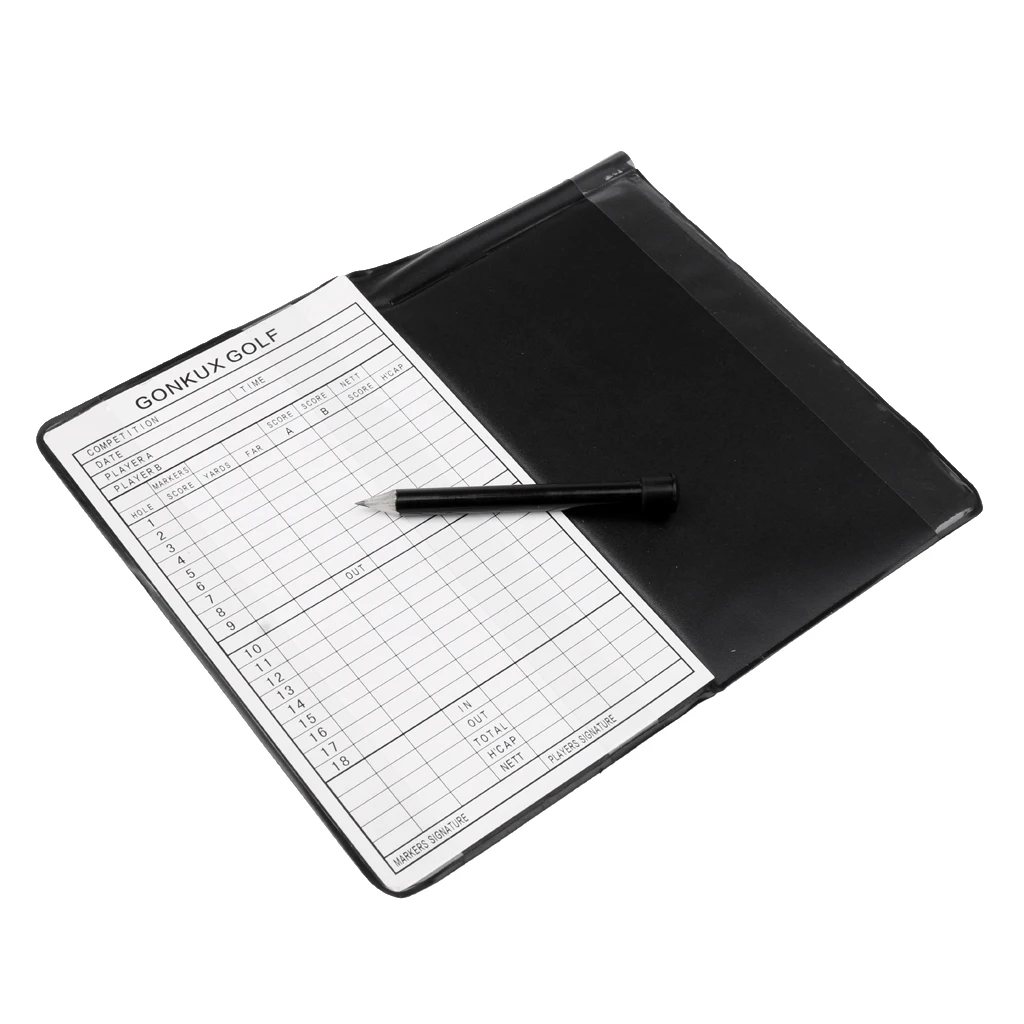 Golf Statistics Replacement Scorecard Training Score Notebook Tracking Booklet Golf Scorecard with Pencil Golf Accessory Black
