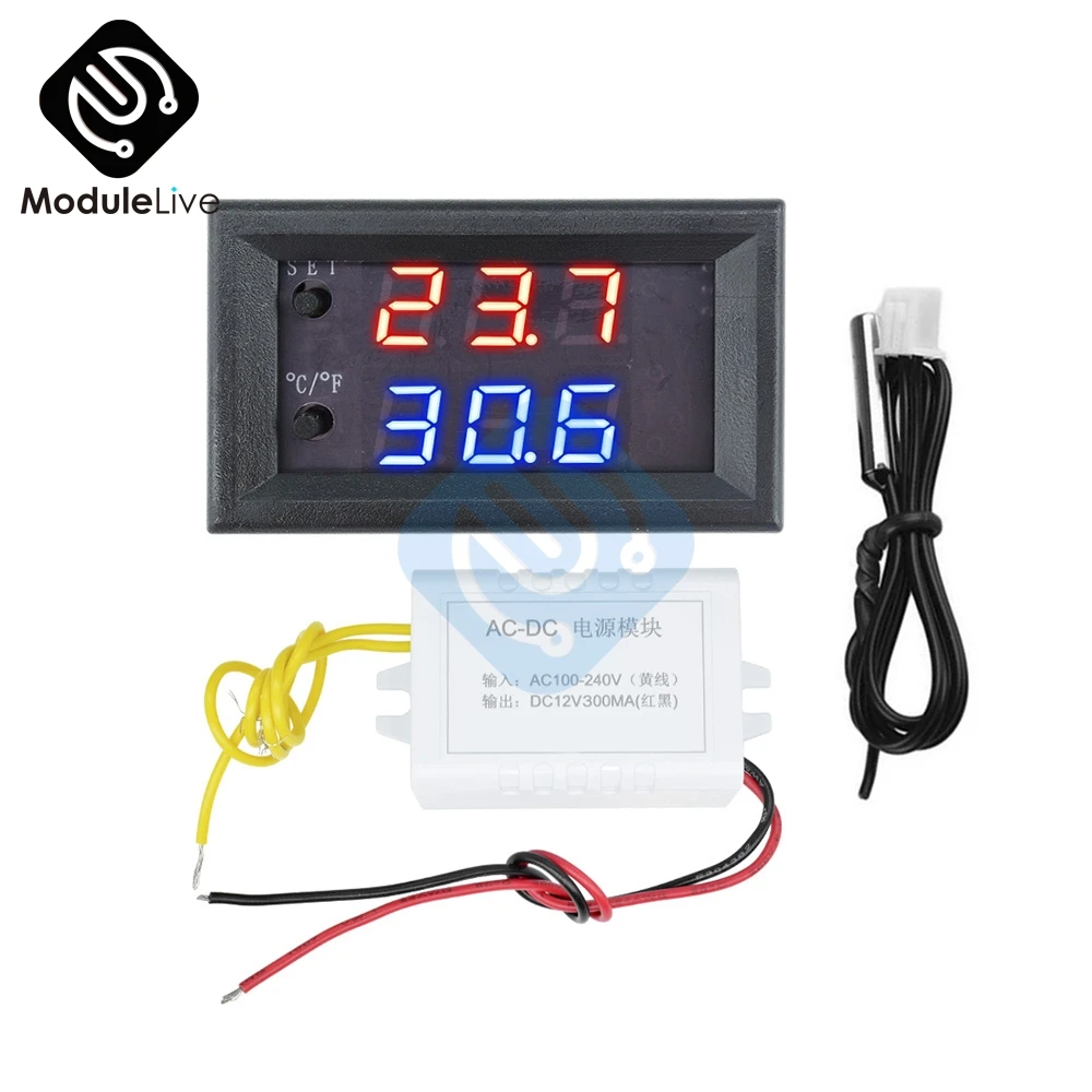 W1209WK W1209 WK AC 110-220V Digital LED Thermostat Temperature Control Thermometer Temp Controller Switch Module + NTC Probe