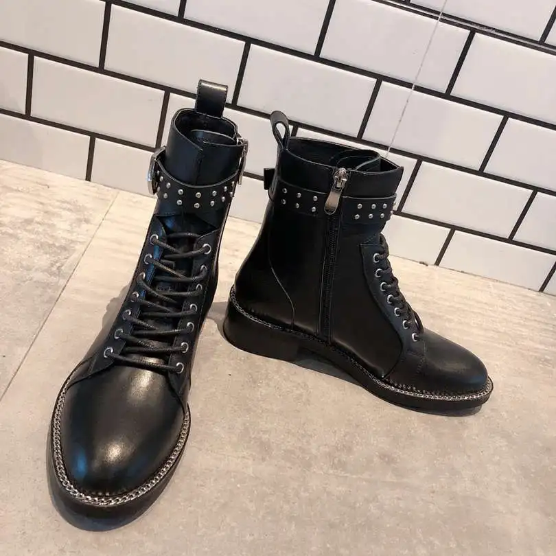 Женские ботинки на молнии; Botas chaussures femme; ботильоны с пряжкой; женская обувь на низком каблуке; женские ботинки с круглым носком; botas mujer Ins
