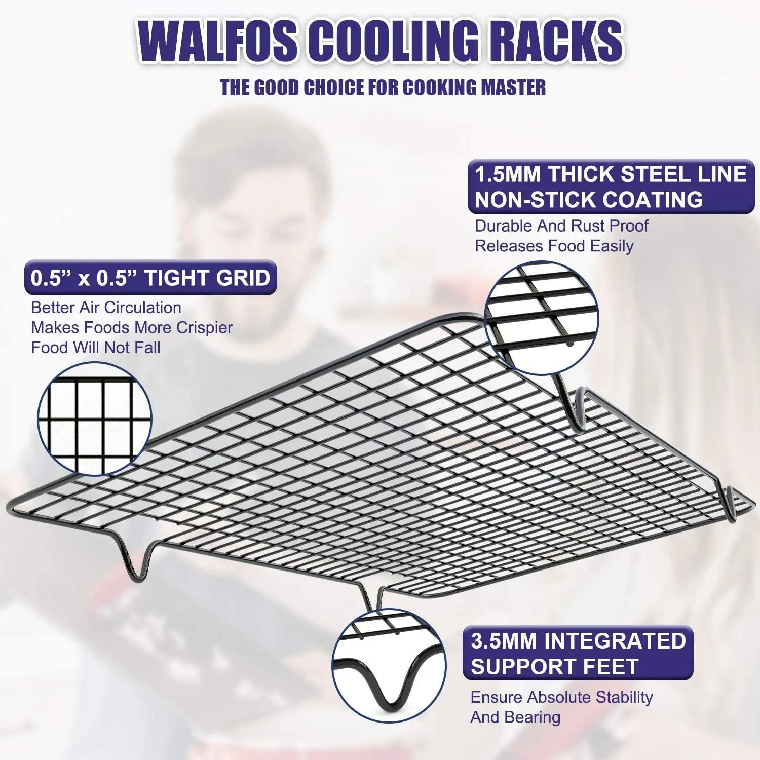 Антипригарная охлаждающая стойка WALFOS из нержавеющей стали сетка противень для