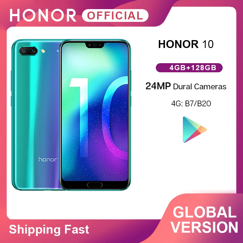 В наличии глобальная версия Honor 10 4G 128G смартфон 5 84 'པMP AI Cam Kirin 970 Восьмиядерный
