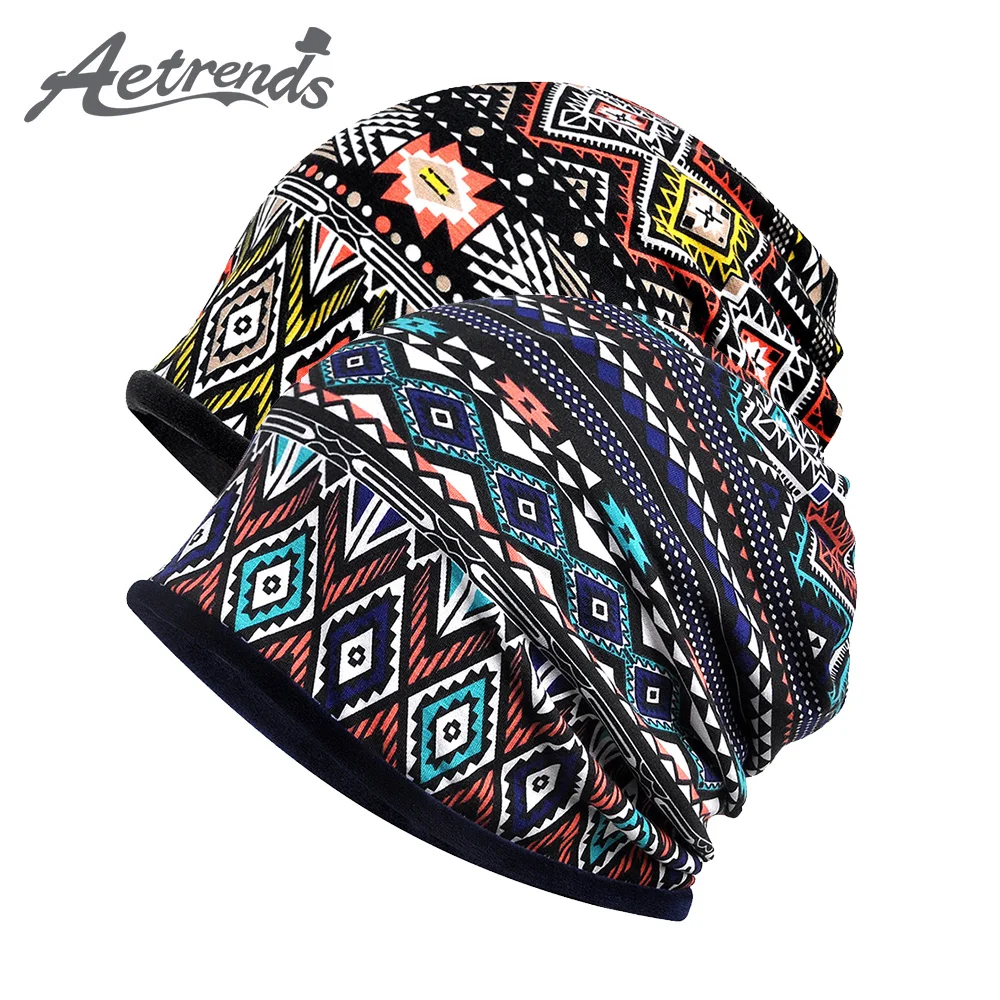 

[AETRENDS] Multi-function Velvet Skullies Beanies for Warm Collar Scarf Winter Beanie Hats for Women Men Sport Baggy Cap Z-6665
