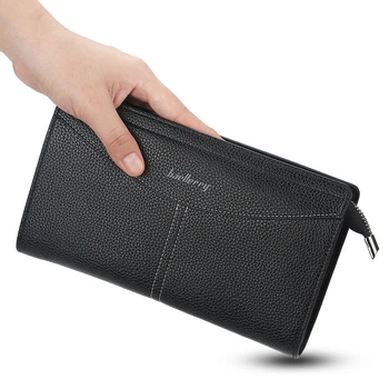 

Baellerry Men Clutch Bag Large Capacity Men Wallets Cell Phone Pocket Vintage Leather Male Purse Money Bag Zipper Wallet for Men
