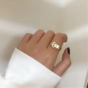 

Exaggerated Strange Fashion Simple Gold color Matte Belt Ring Scrub Texture Couple Ring Men's Ring Wedding Jewelry Copper Alloy