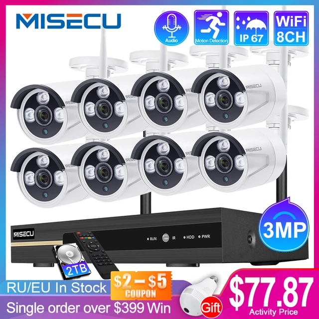 MISECU 8CH NVR 3MP CCTV Wireless System Audio Record Outdoor Waterproof P2P Wifi Security Ai Camera Set Video Surveillance Kit