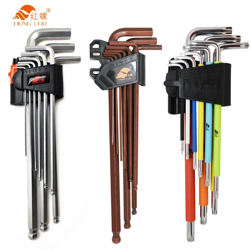 Juego de llaves hexagonales de doble punta, destornillador tipo L, llave Allen, hexagonal, cabeza de estrella, herramientas 9 Uds.|Llave| - AliExpress