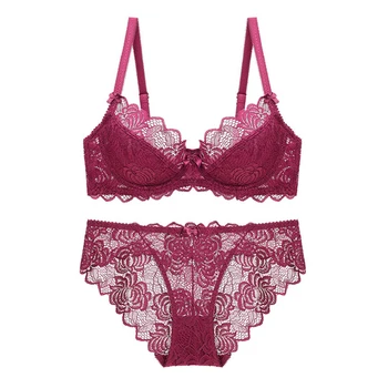 

Big Size Women's Lace Floral Embroidery Underwire Top & Panty Lingerie Ultra Thin Transparent Bra Set 32 34 36 38 40 42 A B C D