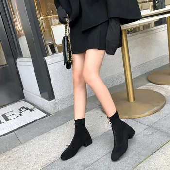 

Oversized boots women shoes ankle boots for women ladies boots shoes woman winter Front zipper pendant round head