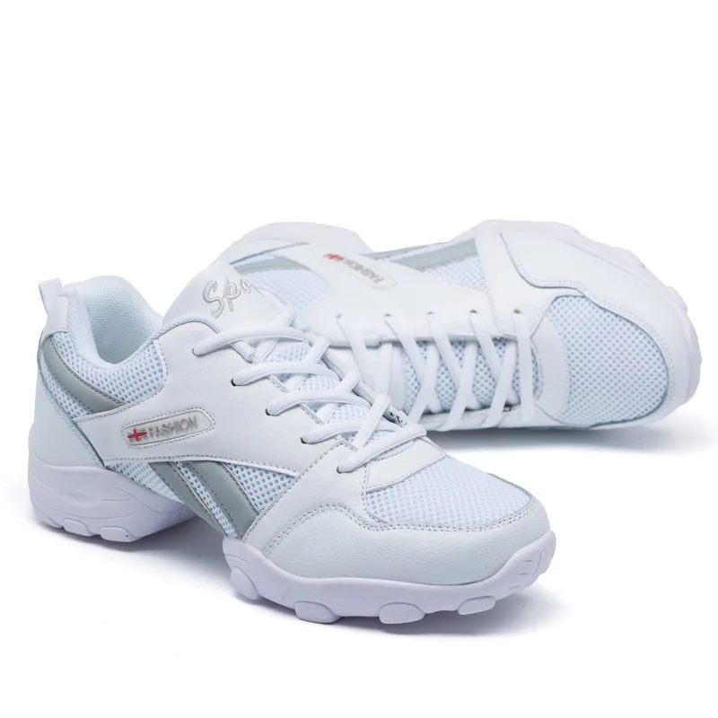 Dance Shoes Man Ladies Modern Soft Outsole Jazz Sneakers Leather Mesh Breathable Lightweight Female Dancing Fitness Shoes Sport 2