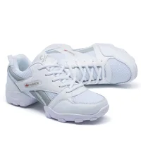 Dance Shoes Man Ladies Modern Soft Outsole Jazz Sneakers Leather Mesh Breathable Lightweight Female Dancing Fitness Shoes Sport 2