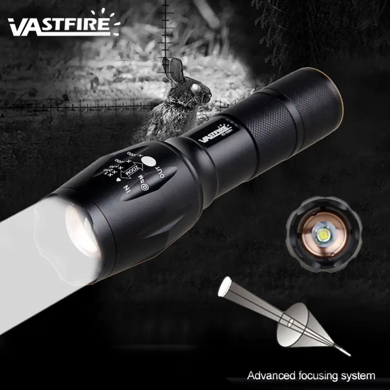 Lanterna + Interruptor de Pressão Remoto + Montagem Bateria + Carregador Caça Lanterna Xm-l Led Tocha Tático Verde - Vermelho Branco 18650 5000lm t6 15 5000lm caça lanterna xm-l t6 led tocha