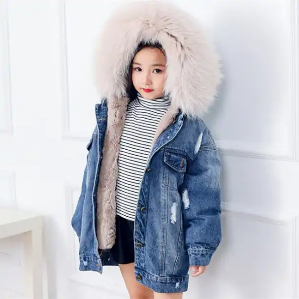 jean jacket with fur for toddlers