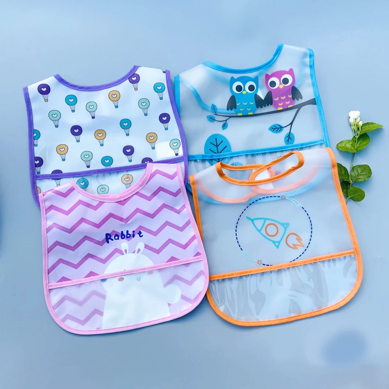 Baby Boys Bibs Cute Cartoon Pattern Toddler EVA Waterproof Saliva Towel Cotton Fit 0-3 Years Old Infant Burp Cloths Feeding | Детская