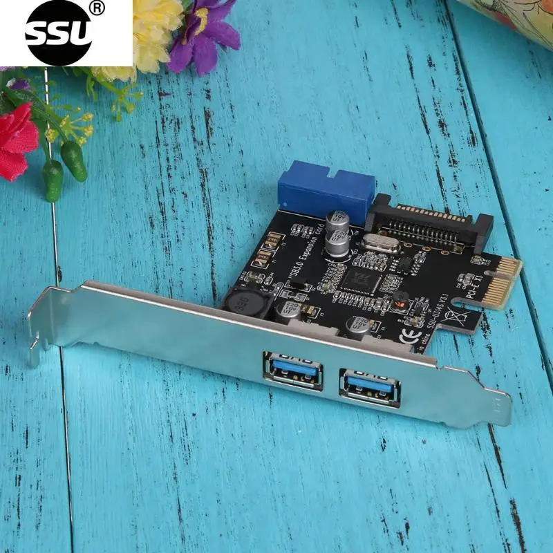 2 Порты и разъёмы USB 3,0 PCI-e x1 карты расширения адаптер PCI Express для настольных ПК компьютер для Windows 10/8/8,1/7
